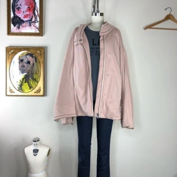 FP Oversized Knit Quilted Jacket Moto Buckle High Biker - Picture 3 of 7